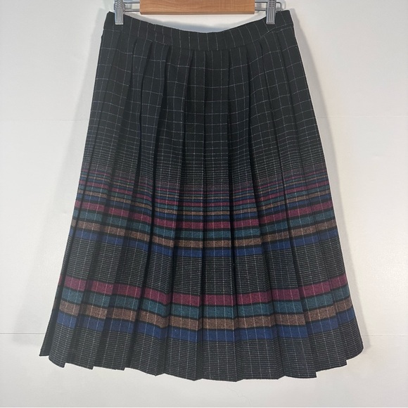 Vintage Russ Togs Plaid A-Line Pleated Skirt - Black, Red, Blue, Yellow - Picture 2 of 6